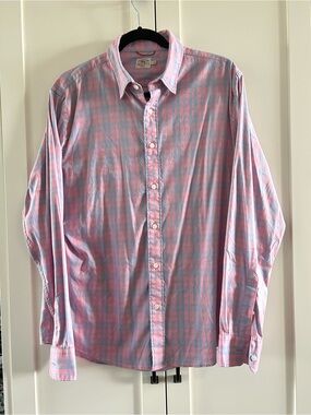 Faherty Pink and Light Blue Plaid Button-Down Shirt